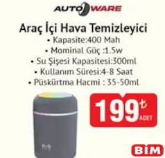 AUTOWARE ARAÇ İÇİ HAVA TEMİZLEYİCİ AUTOWARE ARAÇ İÇİ HAVA TEMİZLEYİCİ